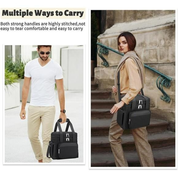 Large insulated lunch bag double deck leakproof cooler tote for work picnic trav - Picture 3 of 7